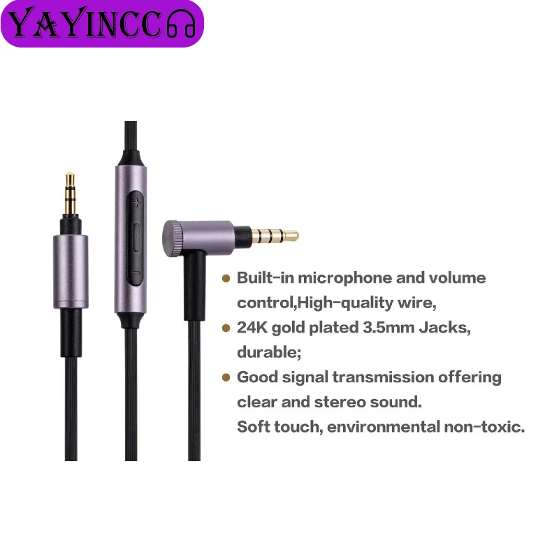 

YAYINCC Replacement 3.5mm Jack Cable Cord For Sony MDR-10R MDR-1A XB950 Z1000 Headphones 90 Degree HIFI Audio Mic Connecter