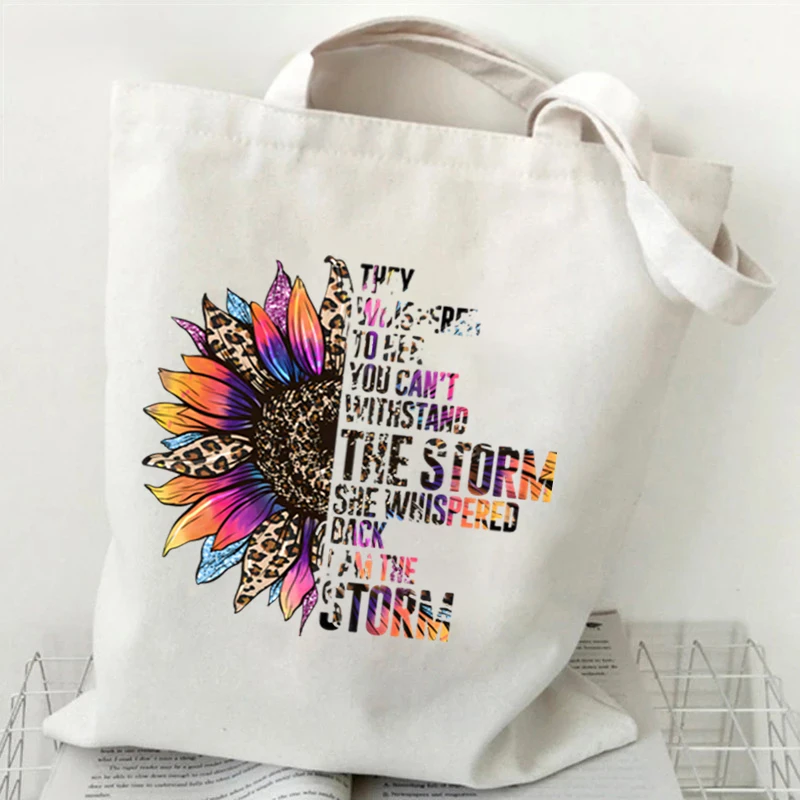 Dragonfly Whisper Words of Wisdom Let It Be Print Canvas Tote Bag Women Shopping Bags Student Shoulder Bag Cartoon Tote Handbag