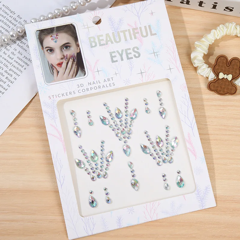 

DIY Face Diamond Stickers Self Adhesive Crystal Rhinestones for Party Stage Makeup Eye Forehead Decoration