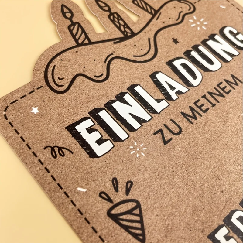 12pcs German Birthday Invitation Cards - Kraft Paper DIY Handmade, Festive Designs for Boys & Girls (Christmas/New Year) view 3
