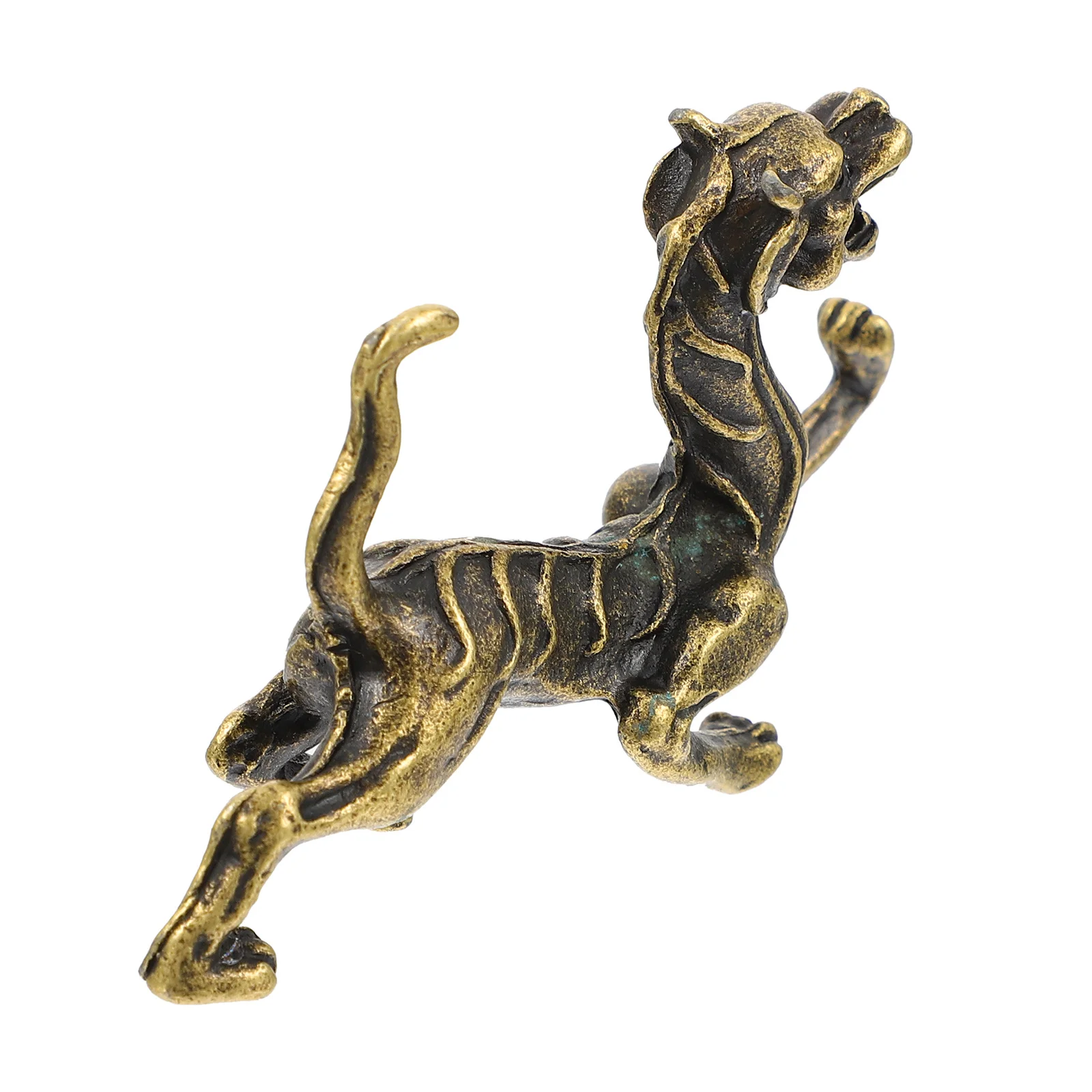 

1pc Alloy Tiger Miniature Statue For Home Office Desktop Alloy Tiger Adorn Garden Decoration Animal Craft Ornament