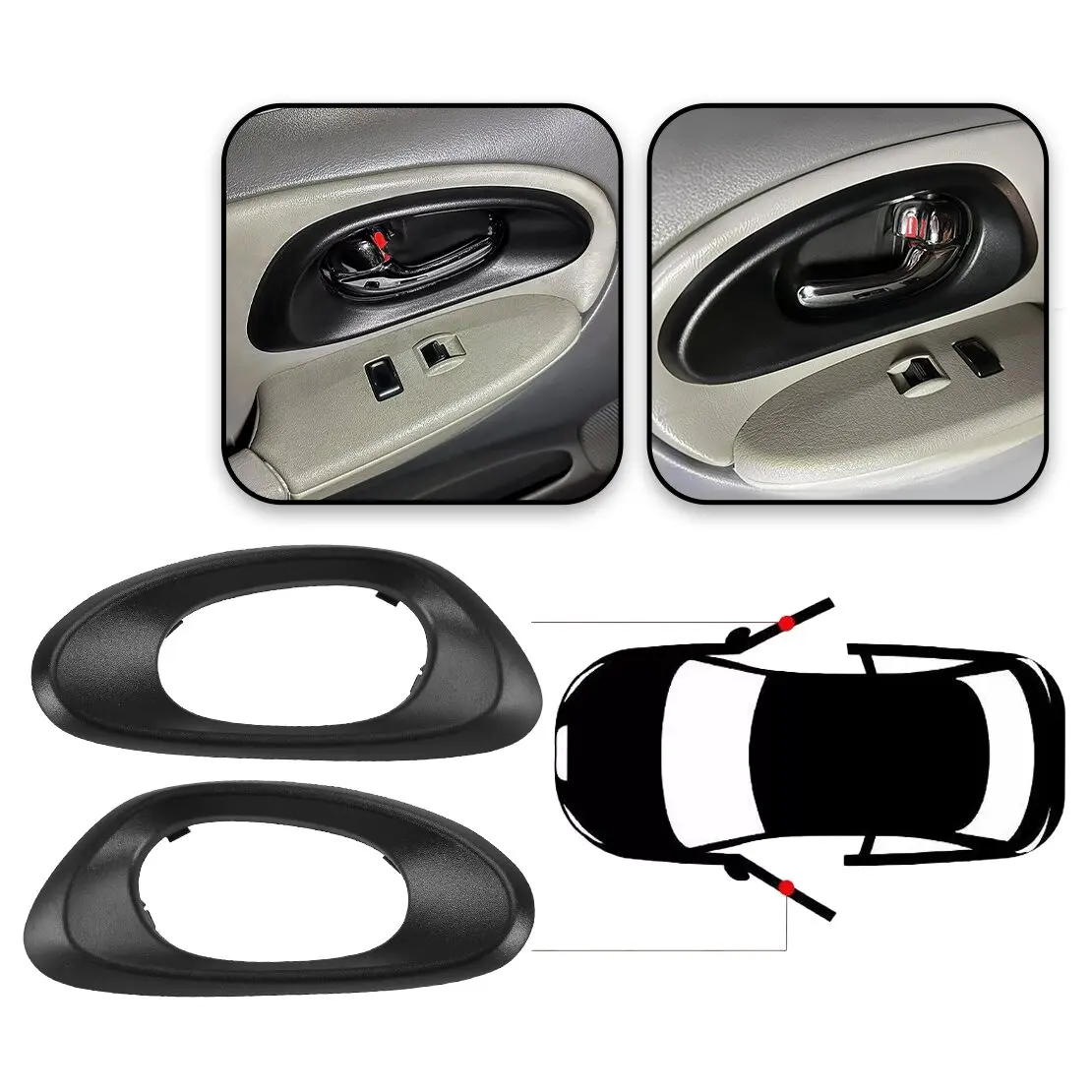 15214501 15214502 1 Pair Car Front Inside Interior Door Handle Trims Fit For Chevrolet Trailblazer 2002-2009 Black Plastic