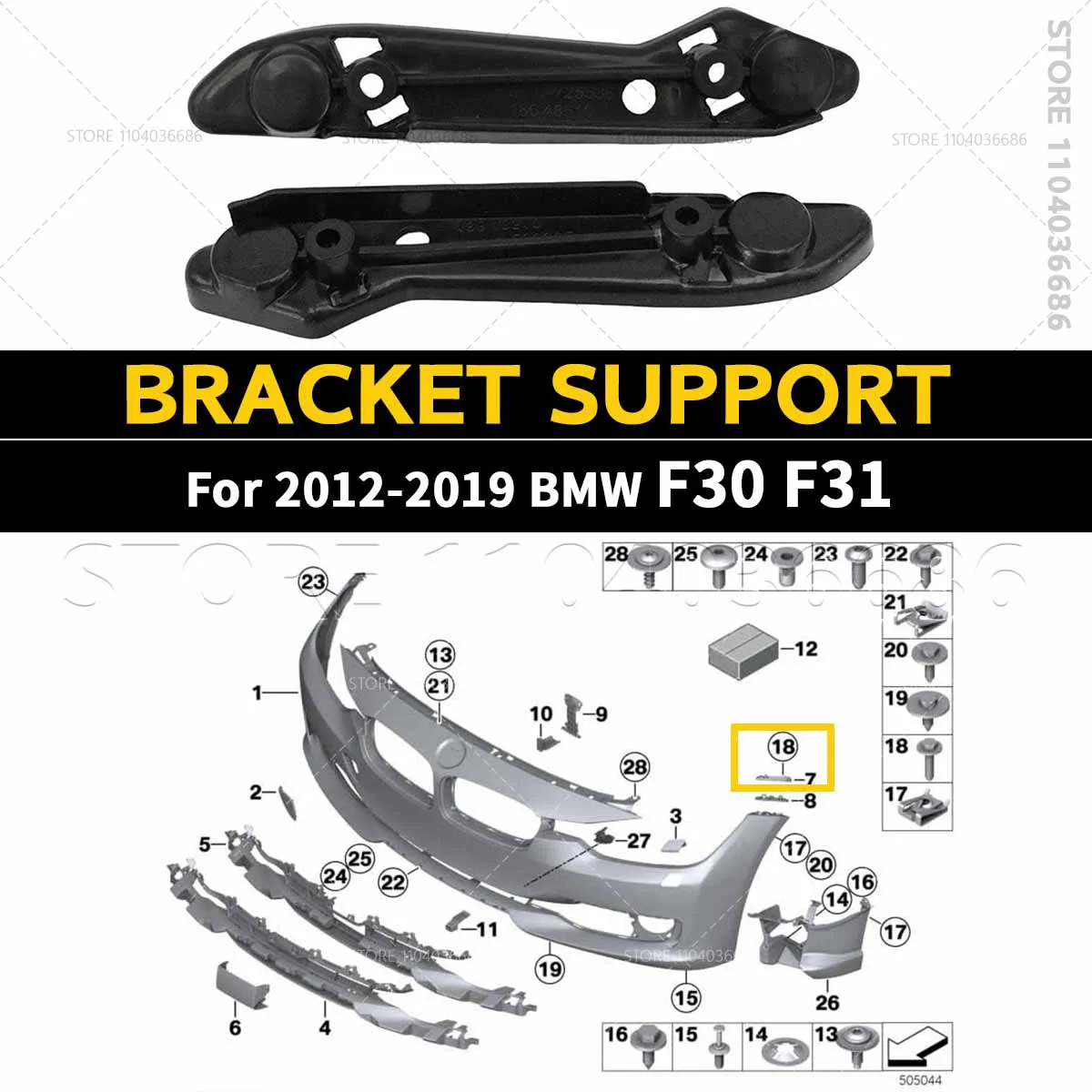 For 2012-2019 BMW F30 F31 3 Series 320i 328i 330i 335i 340i 328d Front Bumper Cover Bracket Support 51117255361 51117255362