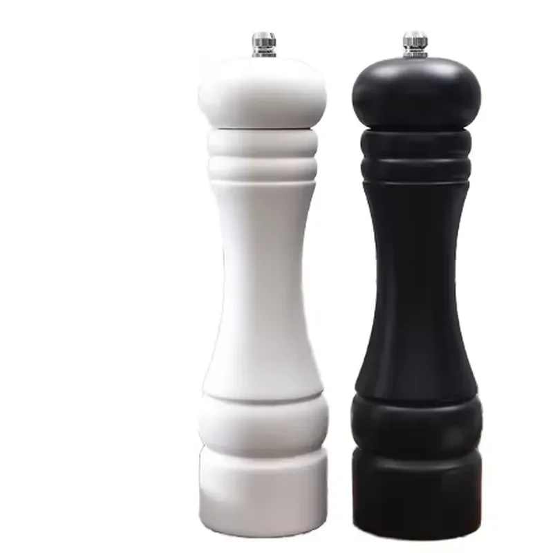 8 Inch Hand Operated Eco Friendly Black and White Pepper Grinder with Wooden Jar for Grinding Herbs and Spices