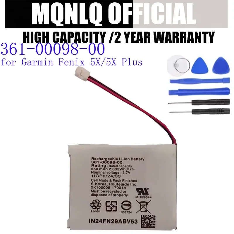 Replacement Battery 361-00097-00 361-00098-00 For Garmin Fenix 5 6 Fenix6 Pro Forerunner 935 Batteries Bateria + Free tools