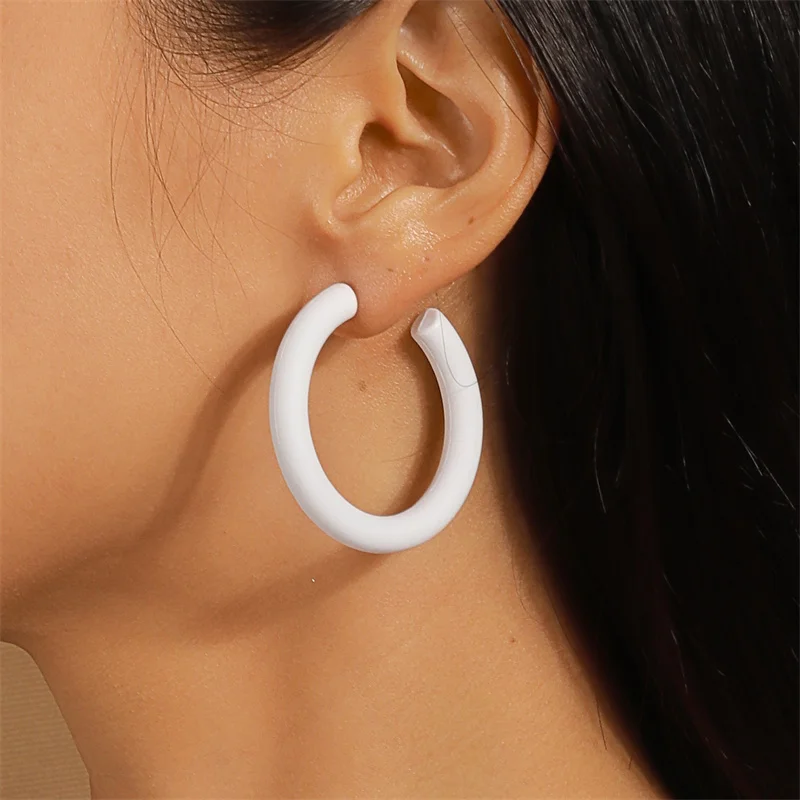 Aihua Koreanische Einfache Große Runde Hoop Ohrringe Für Frauen Bunte Geometrische Kunststoff Übertrieben Ohrring Trendy Ohrringe Schmuck – Detail 11