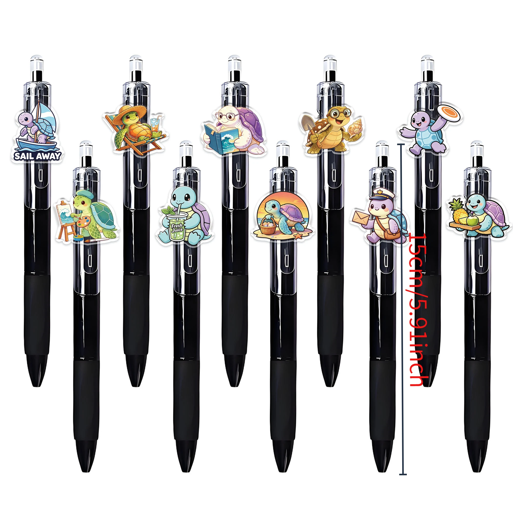 10pcs rotatable turtle ballpoint pen with random pattern