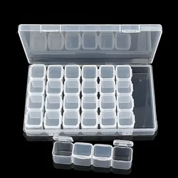 28 Cells Nail Art Storage Case Rhinestones Gems Accessories Clear Plastic Empty Container for Rhinestones Beads Organizer Box