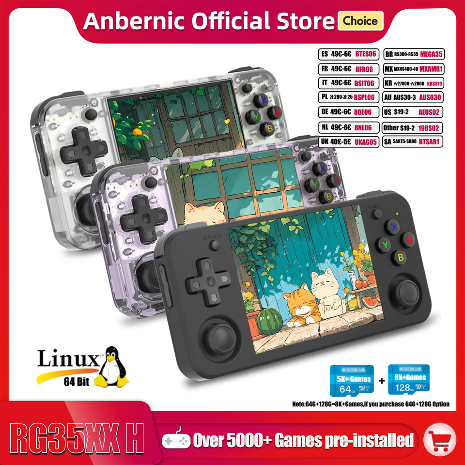  ANBERNIC RG35XX H Hand-held Consoles For Playing Video Games 3.5-inch IPS 640480 Screen Retro Game Player 3300 mAh 5000+ Games 