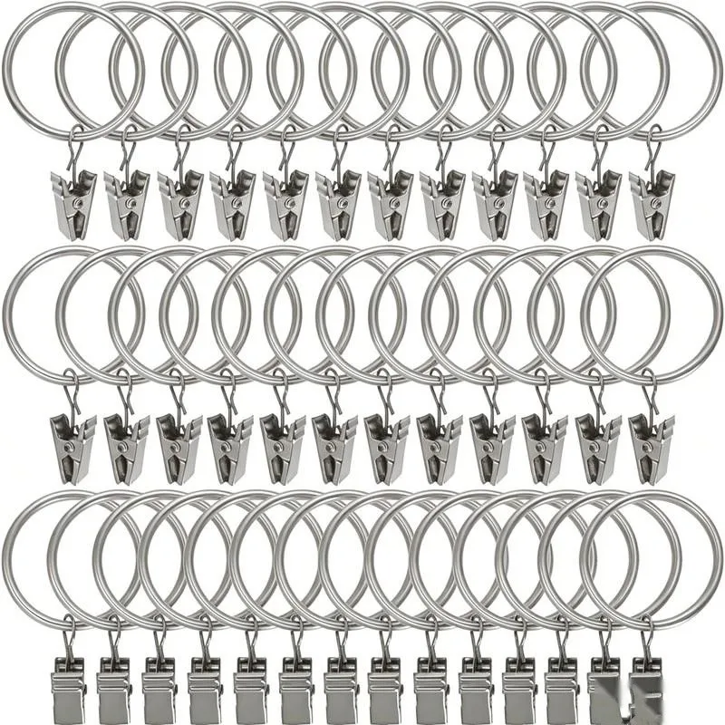 62 pcs 25mm Metal Curtain Hanger Rings, Easy Slide On Rod, suitable for Bathroom Shower Panels, Sturdy Metal Ring view 5