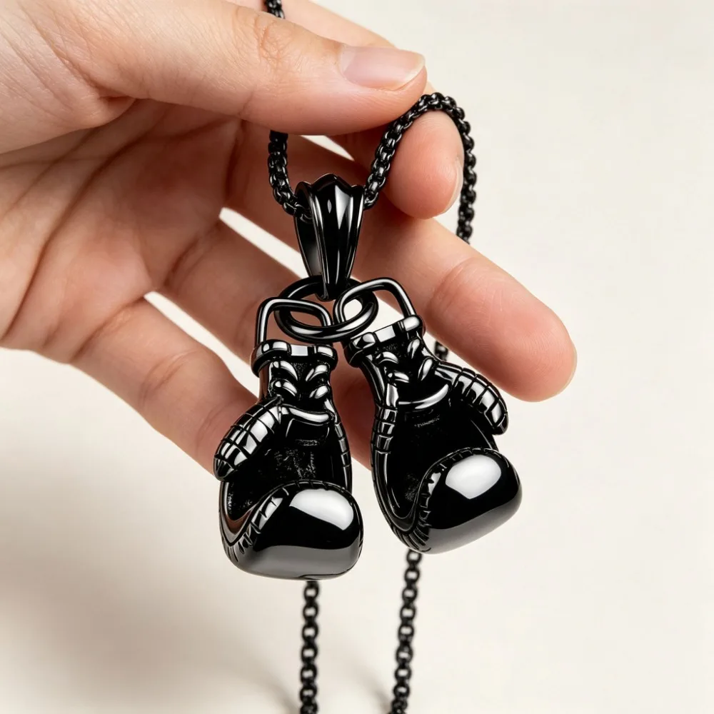 Unisex Mini Boxing Glove Necklace Luxury Hiphop Choker Chain Cool Statement Jewelry for Men Daily Party Birthday Holiday Gift