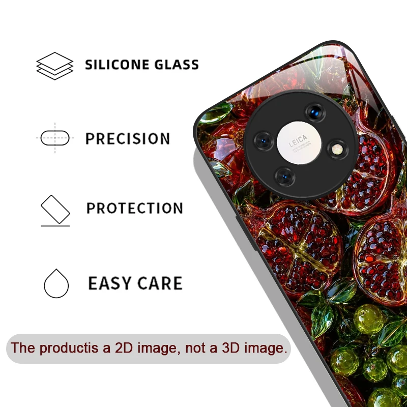 Aesthetic Crystal Fruits 2D Printing Tempered Glass Phone Case for Huawei Honor 400 200 Lite 100 Pro Magic 8 7 Lite 6 PRO Cover