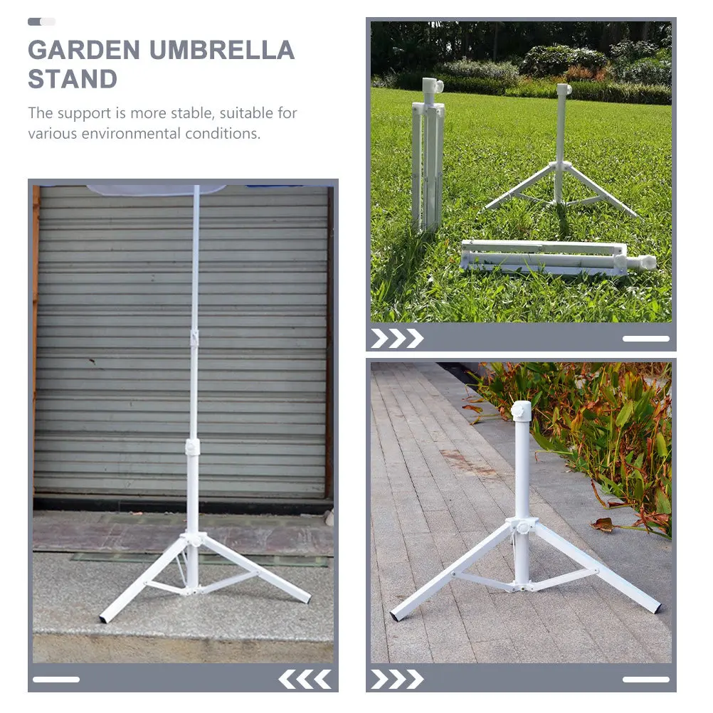 Heavy Duty Iron Beach Umbrella Stand with Triangle Base Stable Parasol Support for Garden Patio Yard Sunshade Umbrella Rack
