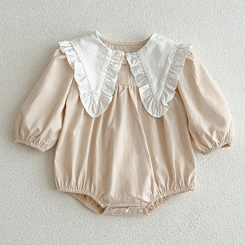 جديد ربيع 2026 بدلة قطعة واحدة للفتيات ملابس أطفال بأكمام طويلة بدلة بناتي 0-24 متر بدلة قطعة واحدة للحفلات مطبوعة بالكرز من القطن