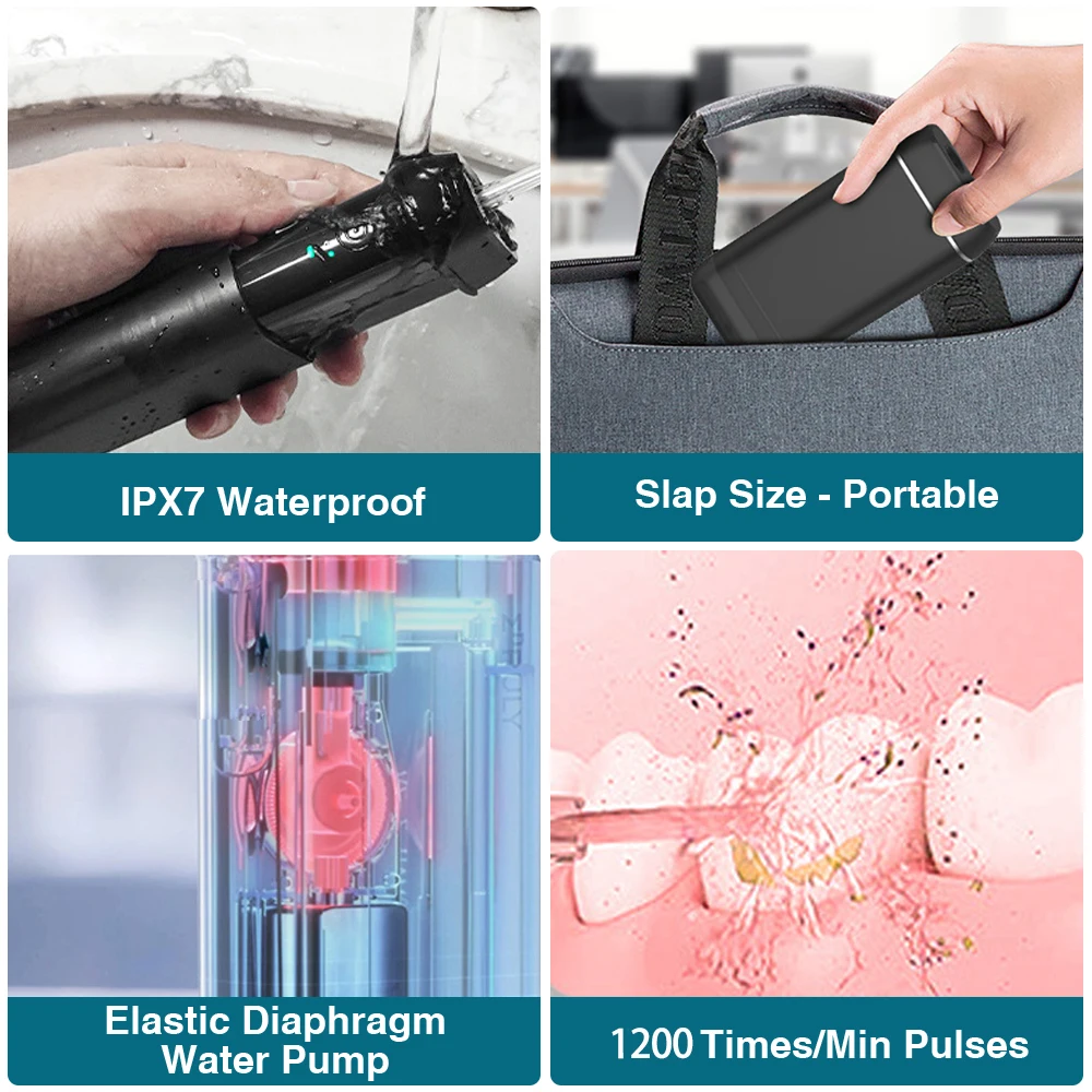 Idropulsore portatile irrigatore dentale da viaggio stuzzicadenti da viaggio 4 pezzi Jet odontoiatria filo interdentale bocca lavatrice filo d'acqua denti