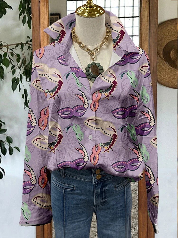 Mardi Gras Mask Print Shirt