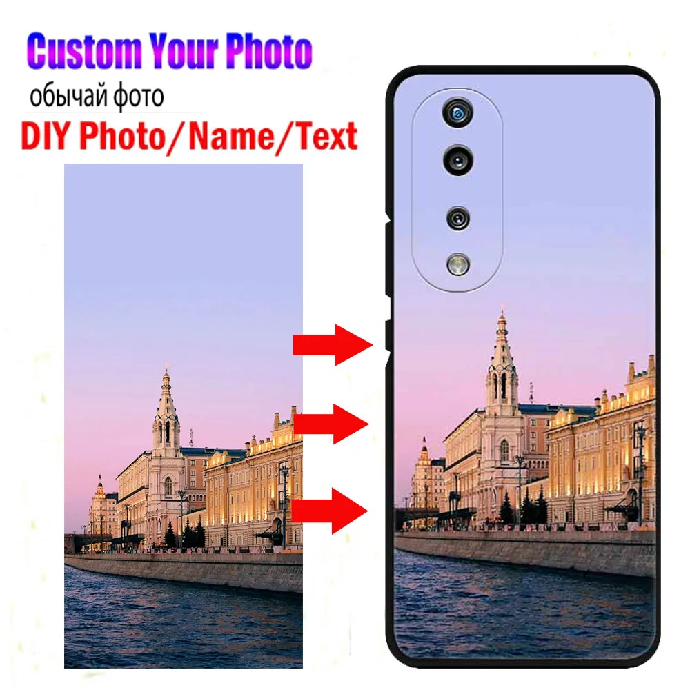 Customized DIY Photos Phone Cases For Honor 70 Pro Plus Silicone Cover For Honor 90 Lite 80 Pro X20 SE Case Image Logo Design