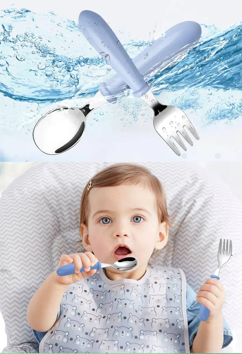 2 stücke Kinder Löffel Gabeln Mit Box Edelstahl Geschirr Besteck Lebensmittel Fütterung Baby Fütterung Geschirr Set Kinder Utensil – Detail 7
