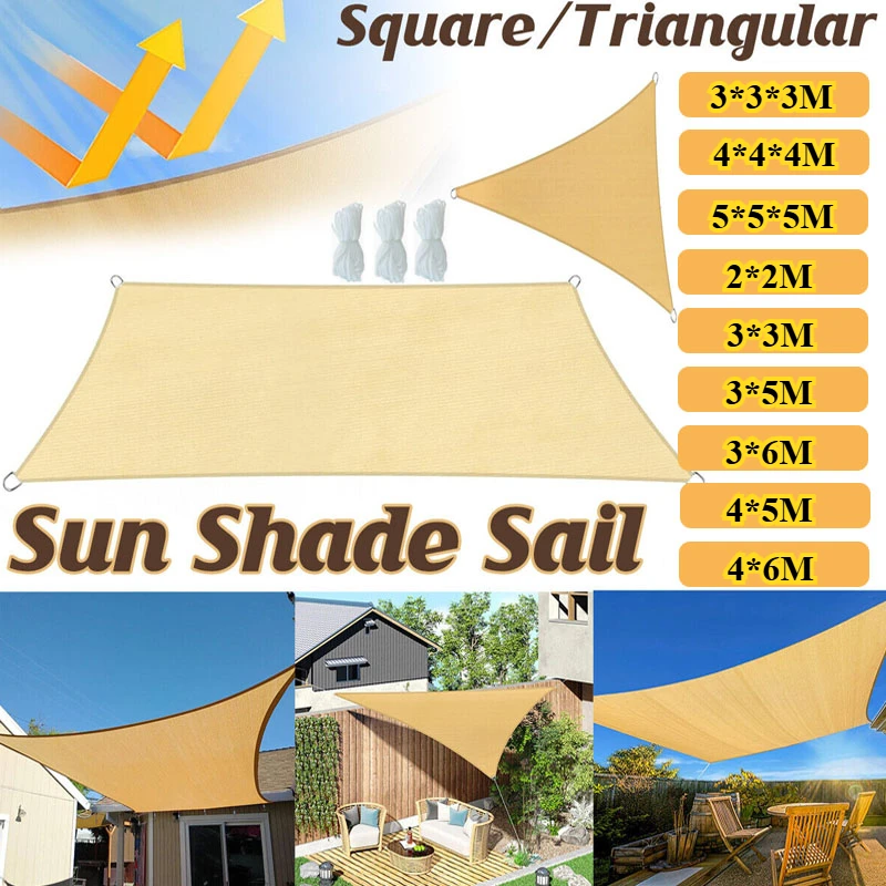 

210D Oxford Outdoor Breathable Shade Sail Canopy Triangle and Square Sun Shade UV Protection Weather Resistant Sun Shelter