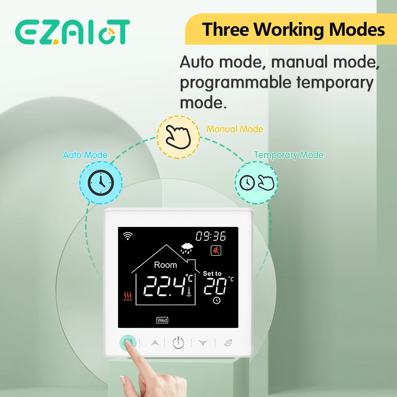 Imagem -03 - Wifi Termostato Inteligente 220v Piso Elétrico Aquecimento de Água Caldeira a Gás Temperatura Controle Remoto Suporte Vida Inteligente App Alexa