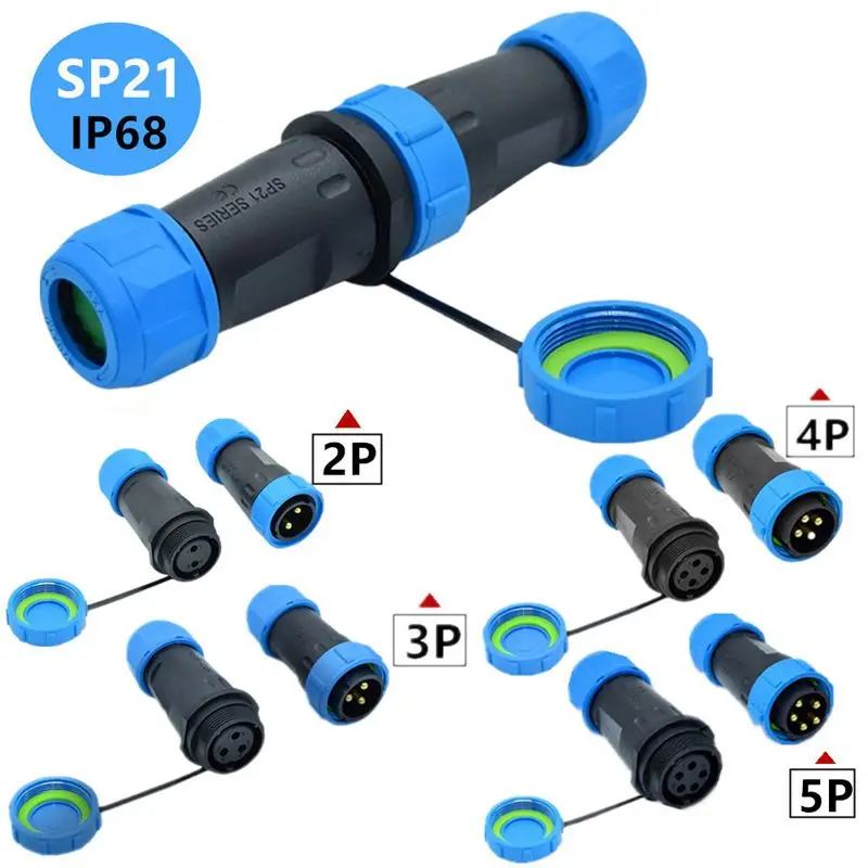 SP21 2-Core 3-Core 4-Core 5-Core Male and Female Docking Set IP68 Outdoor Street Lamp Aviation Socket Waterproof Connector