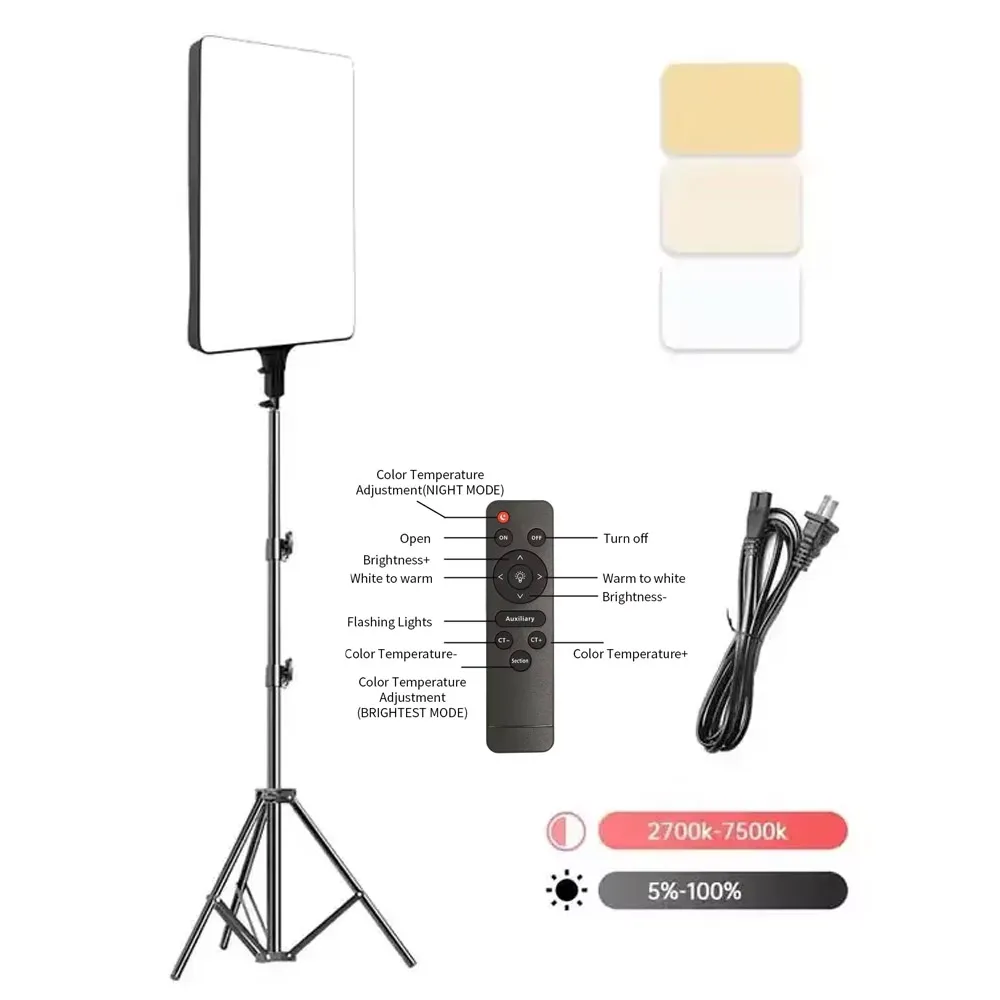 Lampe vidéo LED carrée SH 24 pouces, éclairage de studio haute puissance 2700k-7500k avec télécommande, luminosité et température de couleur réglables