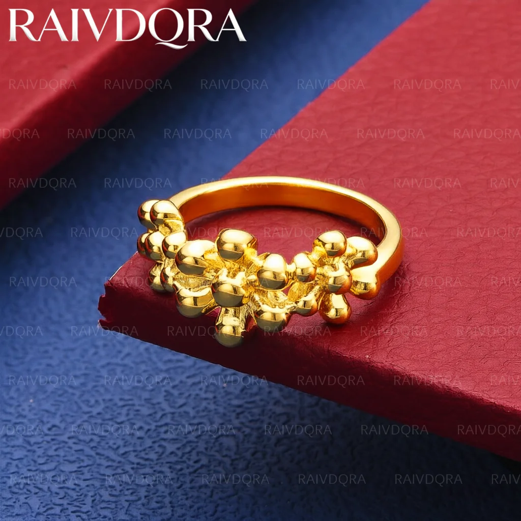 18K Gold Plated Size 8 Three Flower Wedding Ring For Women Fashion Jewelry Elegant Noble Engagement Accessories