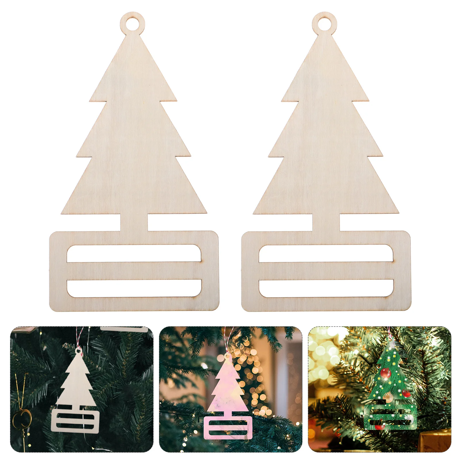 

10Pcs Wooden Christmas Tree Decorations Unfinished DIY Craft Ornaments Paintable Wood Slices Holiday Hanging Signs for Home