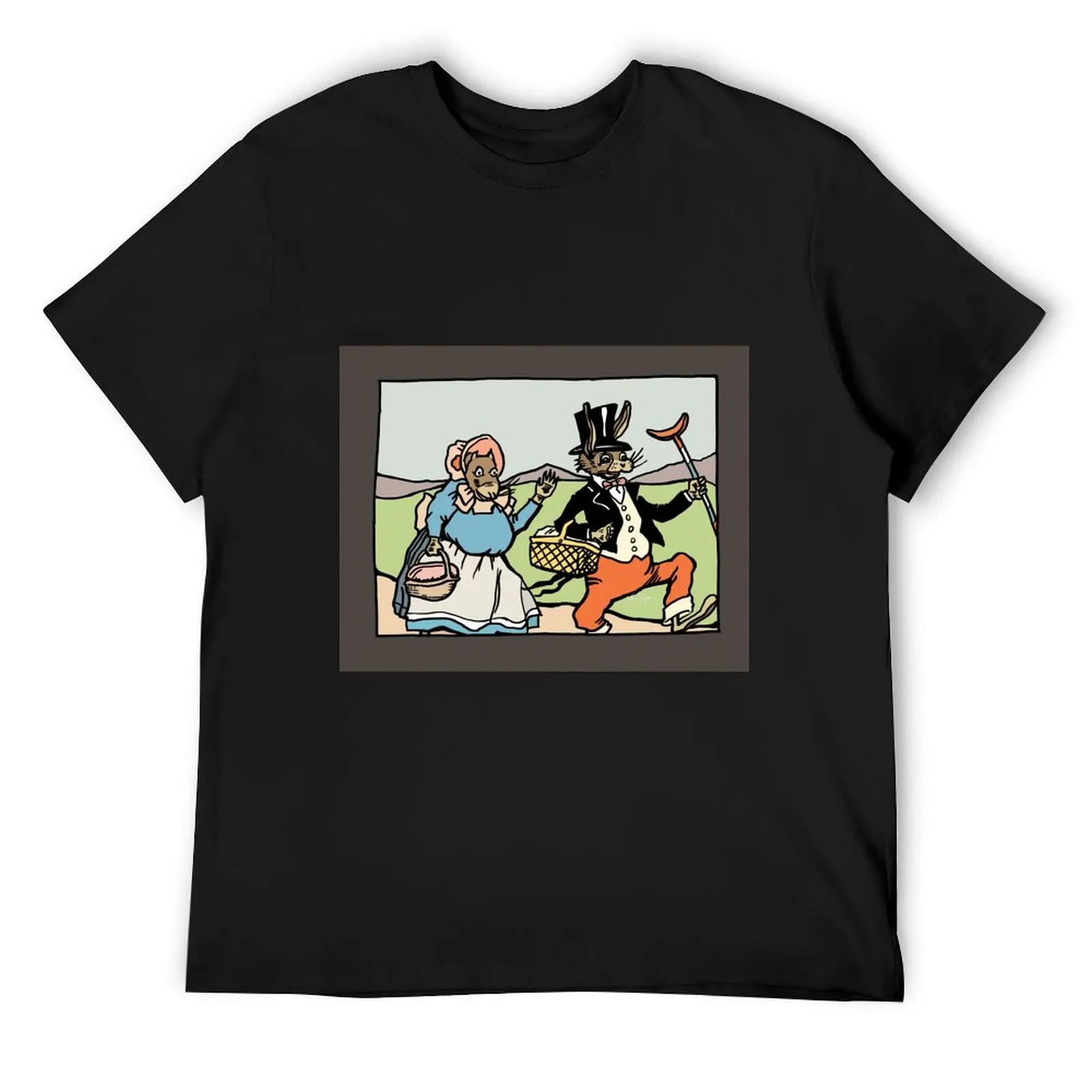 Uncle Wiggily & Nurse Jane Go Picnicking T-Shirt anime tshirt vintage t shirts animal prinfor boys mens t shirt