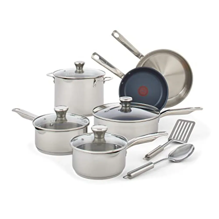 

Premium Platinum Stainless Steel Nonstick Cookware Set with Induction Compatibility Oven and Broiler Safe up to 500F Dishwasher