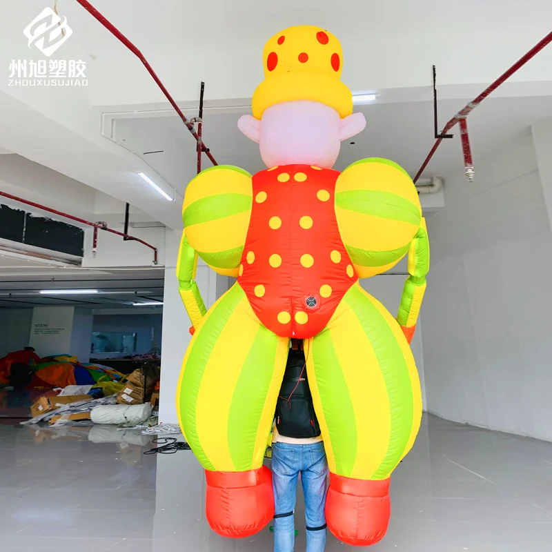 Inflatable walking clown air model figure, cartoon giant costume, customized parade and bar performance props