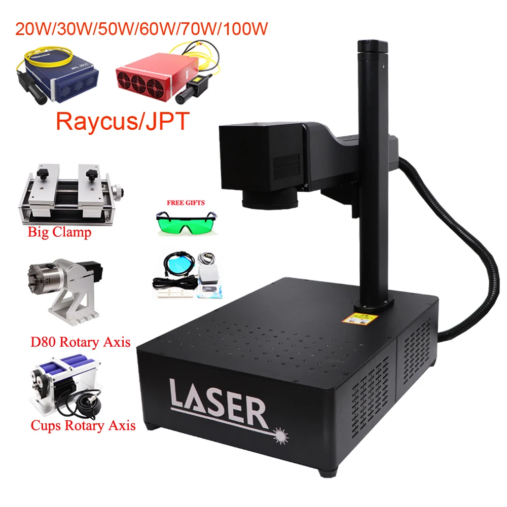 JPT MOPA E2 M7 20W 30W 60W 100W Raycus Fiber Laser Engraver Color Marking Machine EZCAD2 Galvo Laser Engraving Support Lightburn