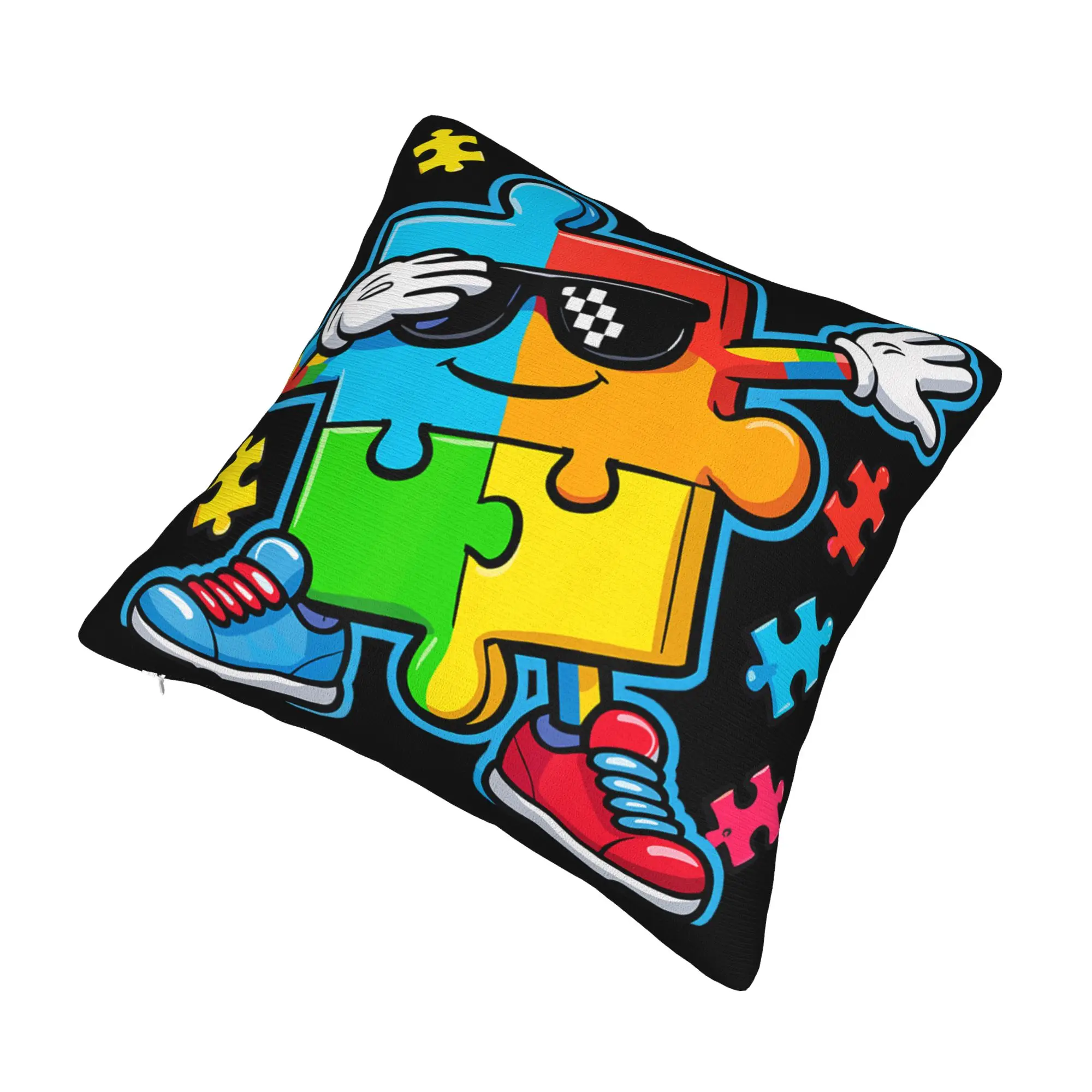 Decorative Pillowcase Dabbing Puzzle Autism Awareness Merch Home  Pillow Case Cover Square Multi Size