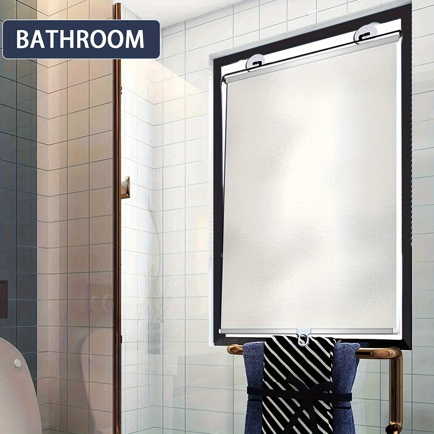 Silver Roller Blinds, Portable Blackout Curtains, Retractable  Bathrooms,Installation-free, Suitable for All Kinds of Windows