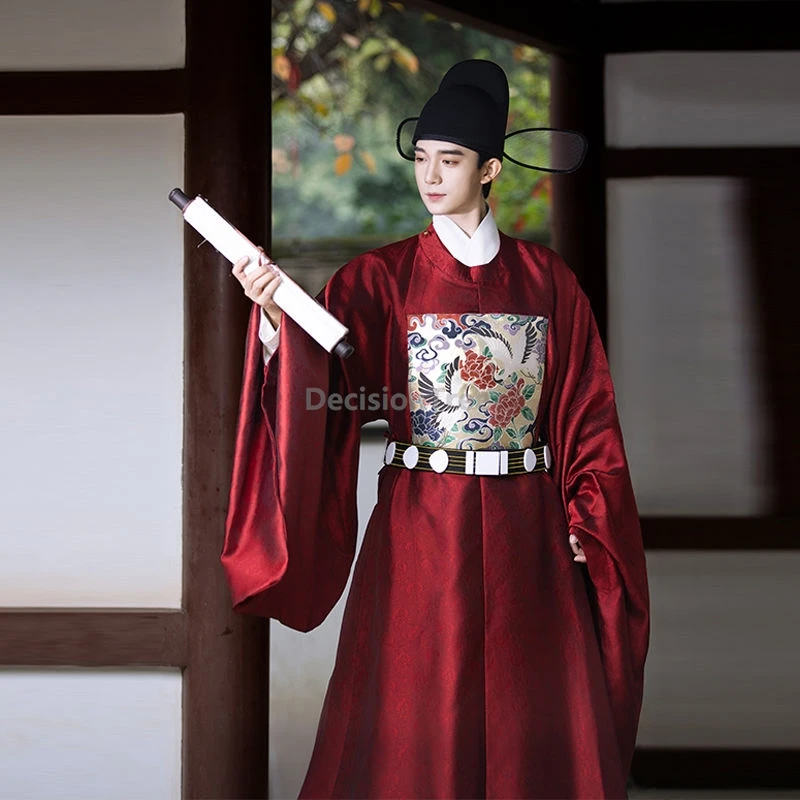 

2025 ming made double crane official uniform brocade jacquard chinese ancient style men's wedding attire solemnly politely hanfu