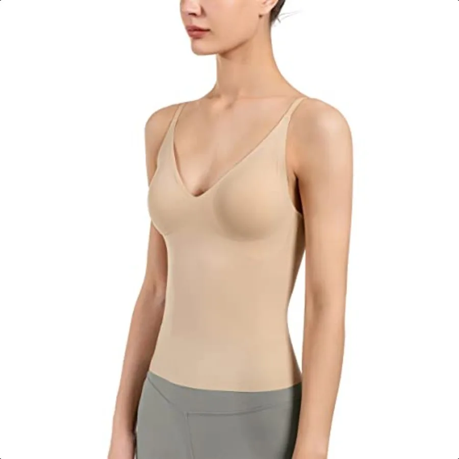 

Women's Fit Camisole with Built in Bra Spaghetti Straps Camis Tank