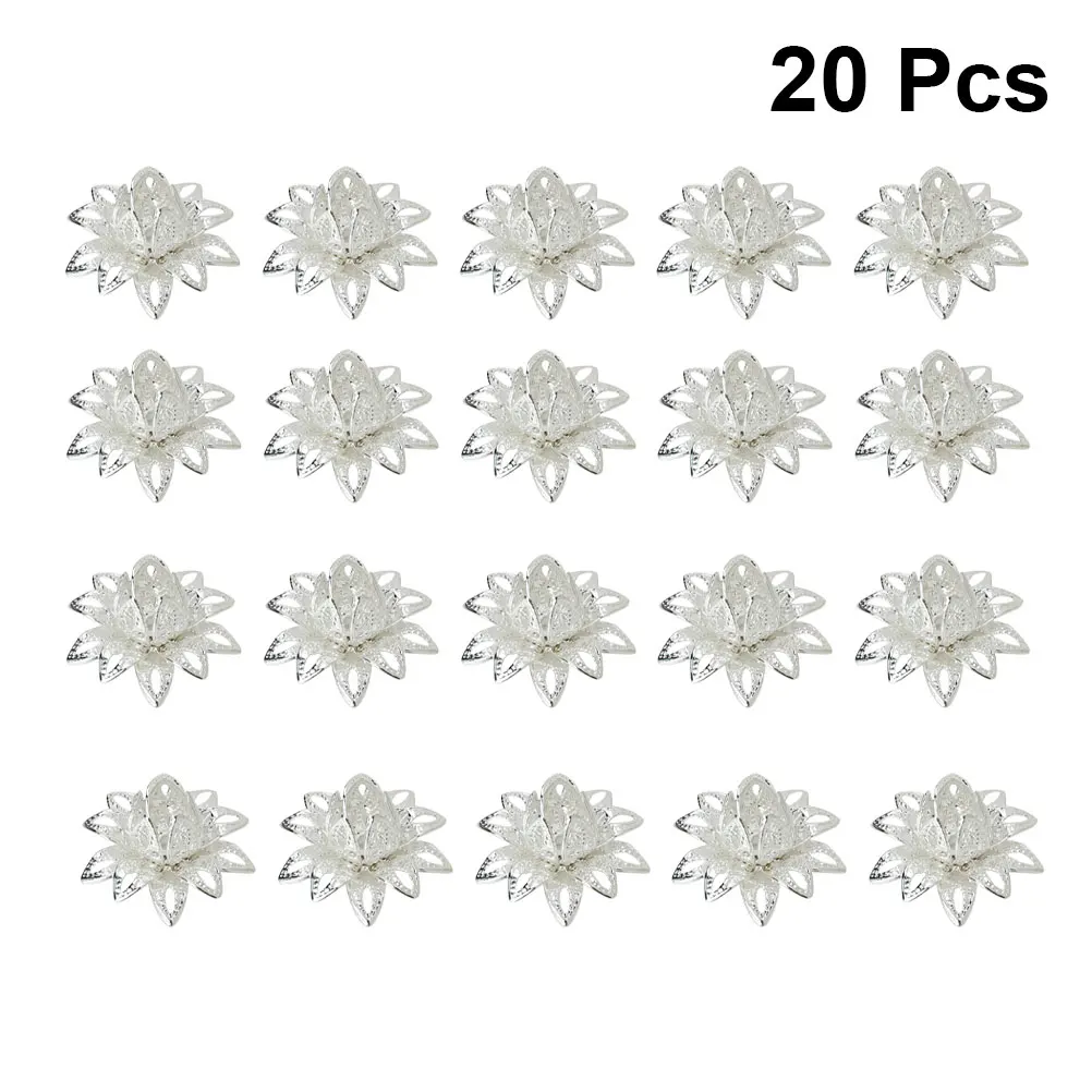 

20Pcs Lotus Flower Bead Caps Metal End Caps for DIY Jewelry Necklace Bracelet Making Spacer Accessories Lotus Jewelry Cap