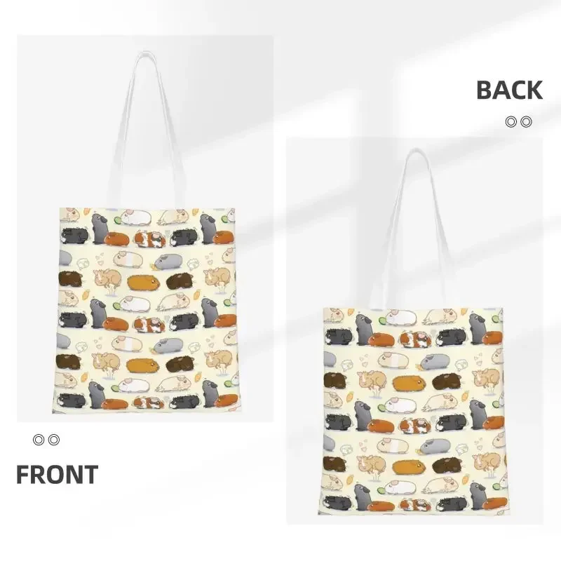 Guinea Pig Parade Grocery Shopping Bag Printing Canvas Shopper Tote Shoulder Bags Large Capacity Durable Domestic Cavy Handbag image 2