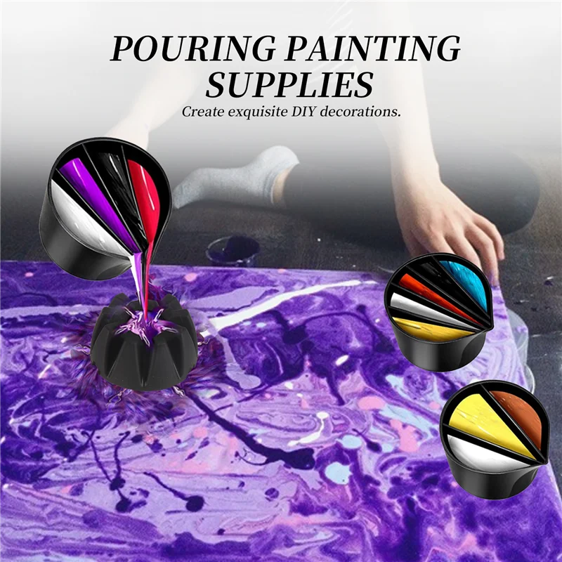 6 Pcs Split Cup For Paint Pouring 3 Flower Pour Cup 3 Paint Mixing Cup For Acrylic Paint Resin Pouring DIY Making Tools