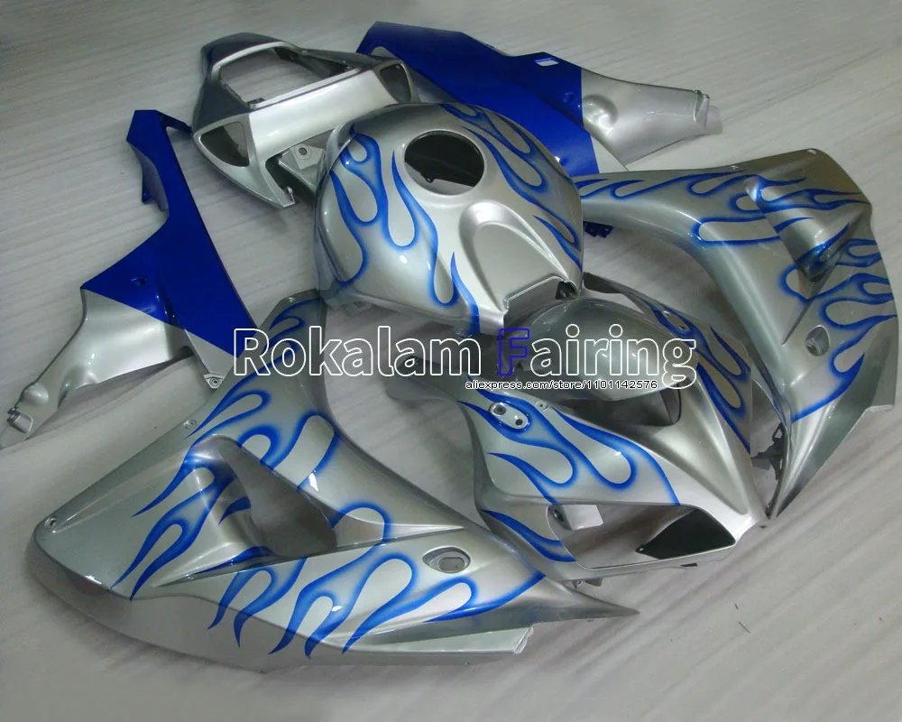 Silver Blue Kit For Honda 06 07 CBR1000RR 2006 2007 CBR 1000RR Blue Flame Motorcycle Body Fairing (Injection molding)