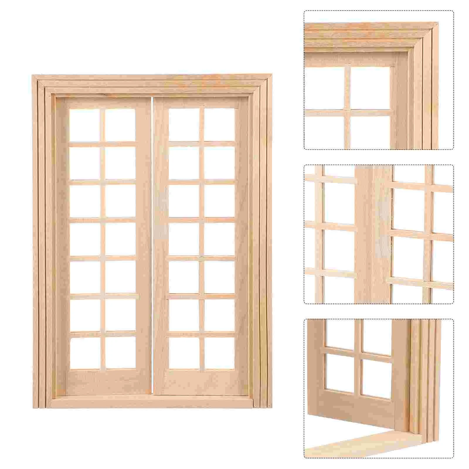 Door and Window Model Mini Furniture Decor Adornment DIY Wooden Decorate Accessory Photo Prop