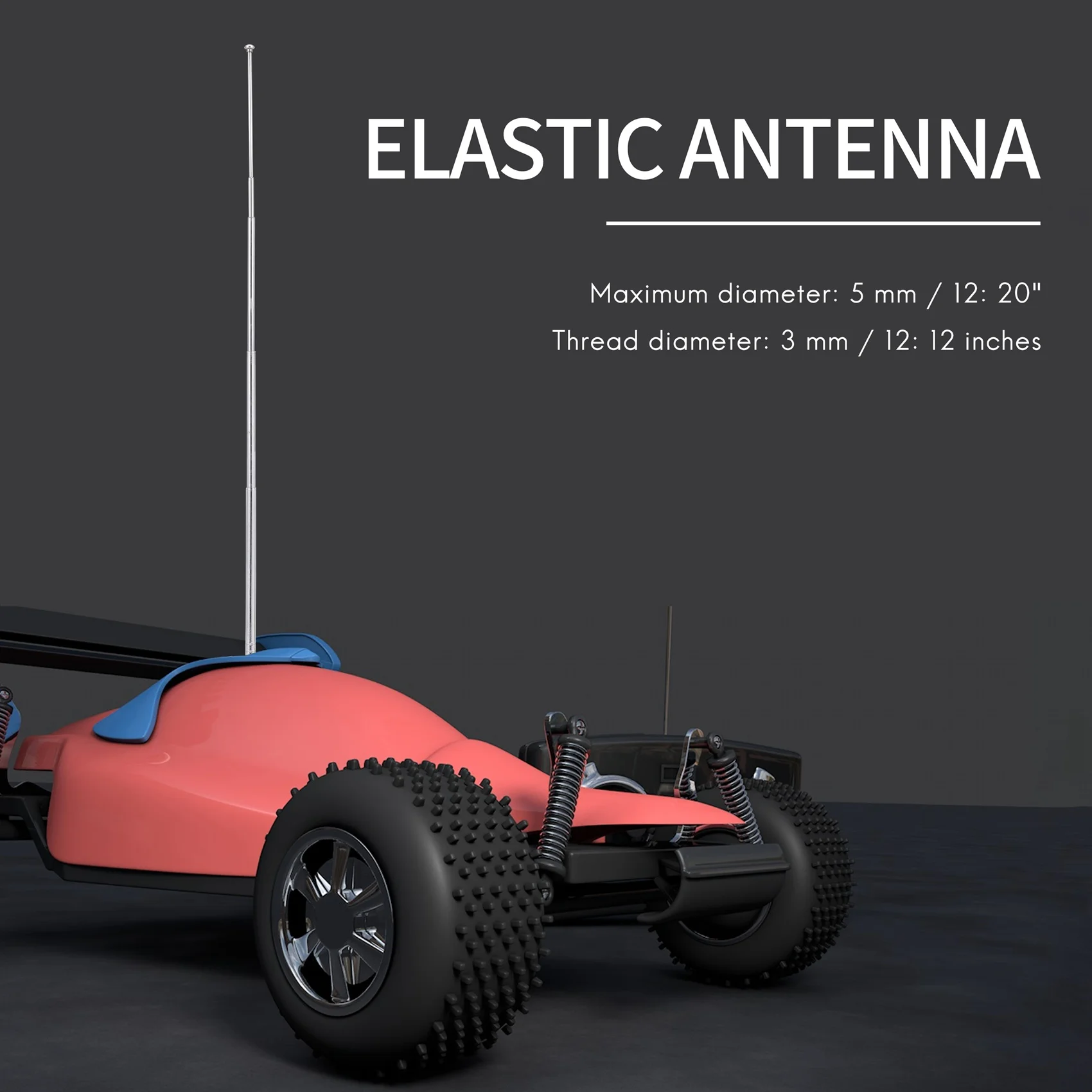 シルバー外部ネジ付きアンテナ,rcカーモデル,5セクション,3mm