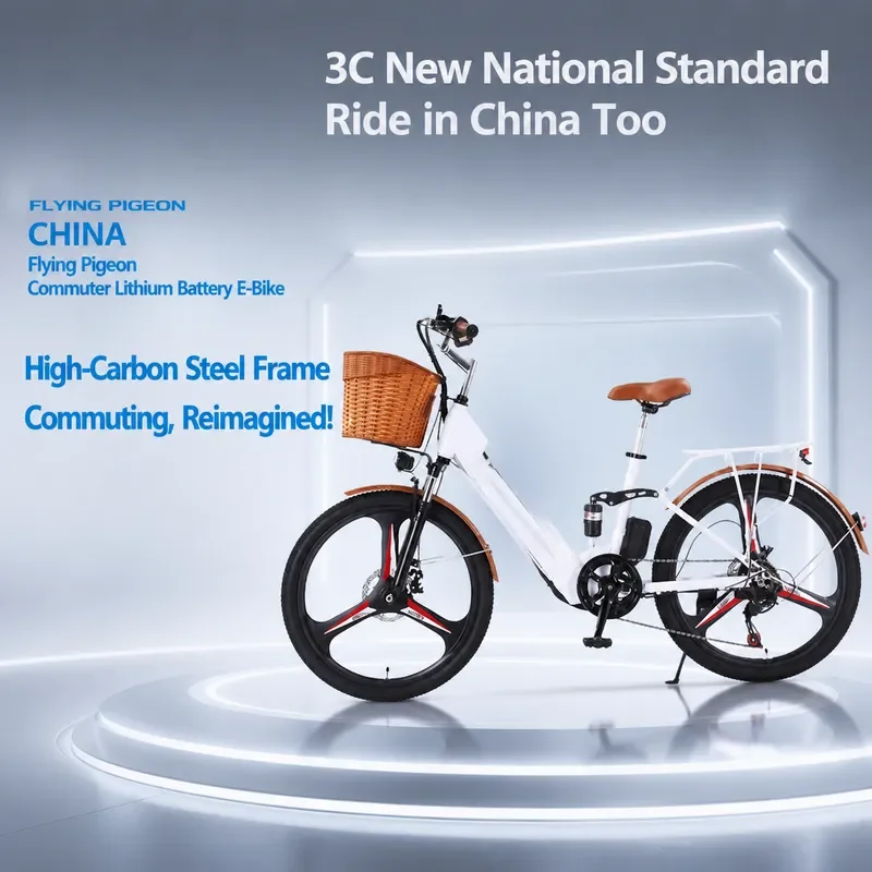 Flying Pigeon Lithium Battery Electric Bicycle for Women Adult Commuter New National Standard Small E Bike Power Battery