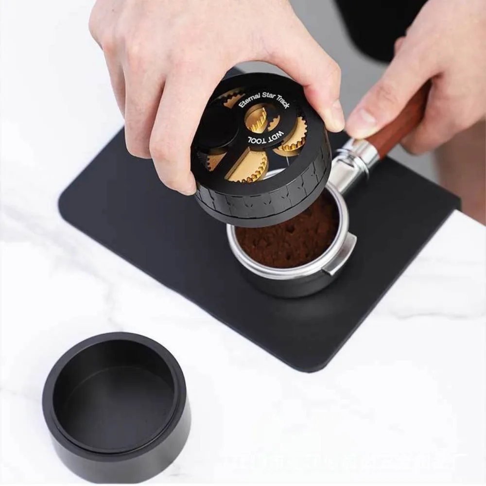 58MM Coffee Powder Distributor Stirrer Three-stage Design with Magnetic Powder Ring Space Silver Material Interstellar Pin