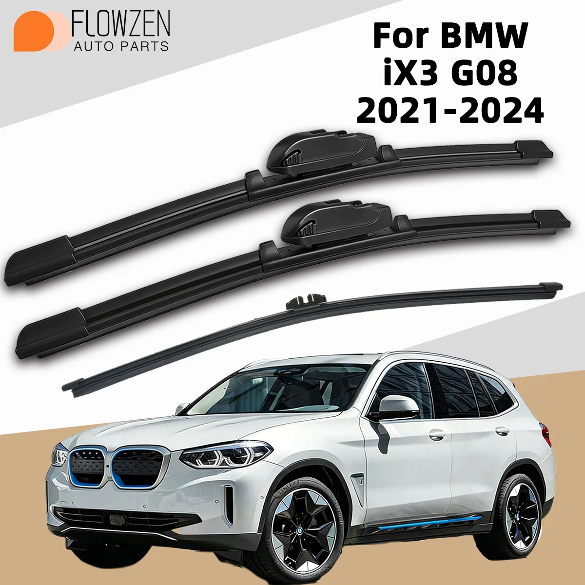 

Комплект задних и передних стеклоочистителей FLOWZEN (1/3 шт.) для BMW iX3 G08 2021-2024, аксессуары для автомобиля