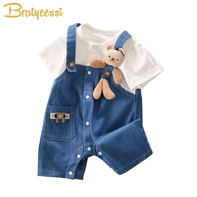 Beer Zomer Baby Romper Denim Eend Uit Één Stuk Baby Jumpsuits Peuter Outfit Baby Meisjes Jongens Kleding Kids Onesie