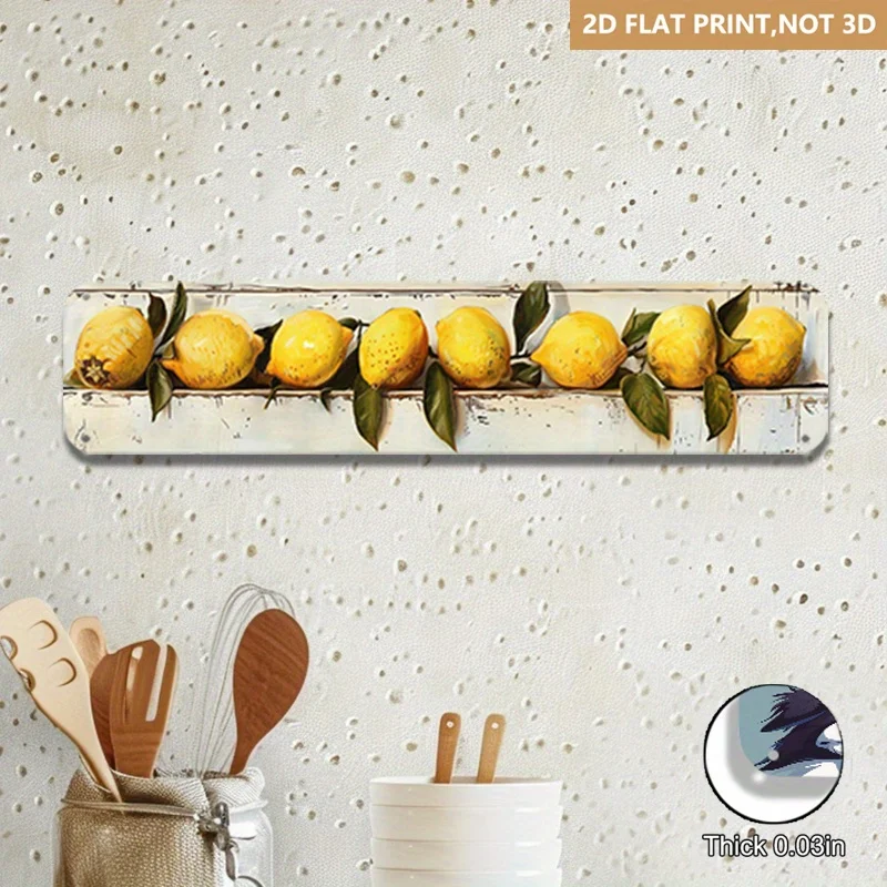 Letrero Metálico Rústico de Limón para Pared, 4x16 Pulgadas, de Aluminio, Decoración Exquisita para Puesto de Limonada, Placa Colgante Vintage para Cocina
