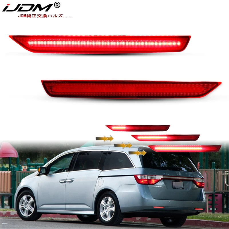 

iJDM LED Bumper Reflector Lights For Honda Odyssey Function as Tail,Brake & Rear Fog Lamps,Sequential Turn Signal Light 11-2017