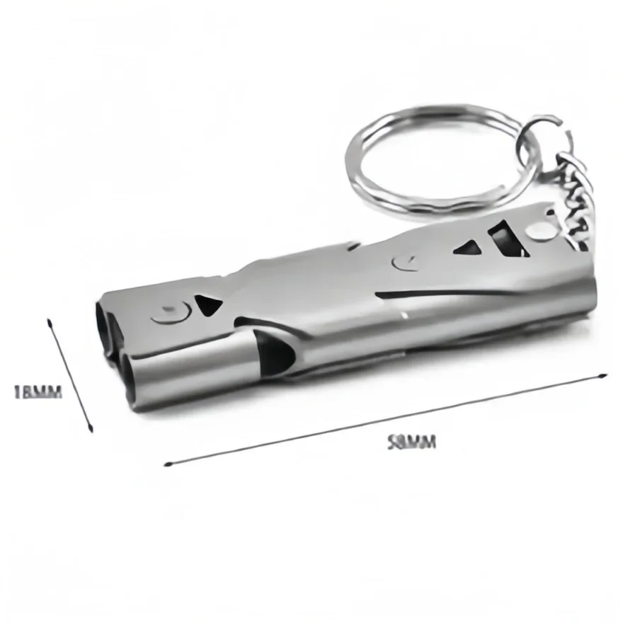 Survival Whistle Keychain Emergency Loud Safety Alarm Double Tube Design For Outdoor Camping Hiking Adventures