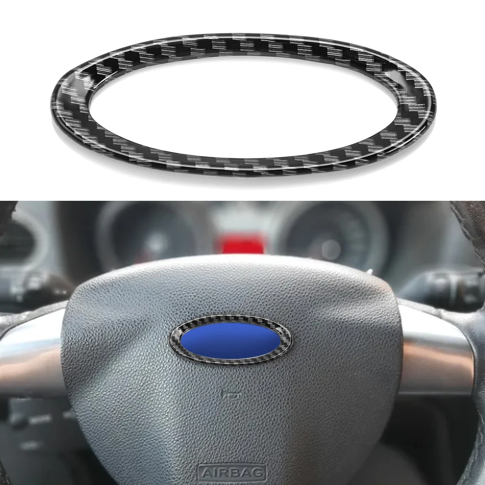 Pegatina embellecedora circular con logotipo del volante para Ford Fiesta 09-15 Ecosport 12-18 Focus 2 05-11 Focus 3 15-18 accesorios de estilo de coche